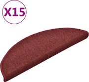 vidaXL Covorașe scări, 15 buc., 56x17x3 cm, semirotunde, bordeaux
