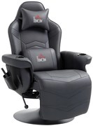 HOMCOM Fotoliu de gaming, Funcție de masaj, Spătar reglabil, Suport pentru picioare, până la 120 kg, Cadru din oțel, Piele ecologică, Negru | Aosom Romania