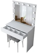 Măsuță de toaletă cu Taburetee Blake 21 (cu oglindă) (cu iluminat LED) (alb). 1107278