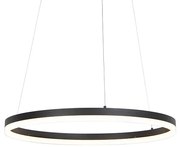 Lampă suspendată de design neagră 60 cm cu LED inclus cu dimmer în 3 trepte - Anello
