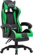 vidaXL Scaun de racing cu suport picioare verde/negru piele ecologică