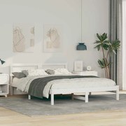 vidaXL Cadru de pat cu headboard Alb 140 x 200 cm Lemn masiv de pin