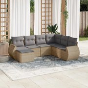 vidaXL Set canapele de grădină, 7 piese, cu perne, bej, poliratan