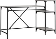 vidaXL Birou cu rafturi, gri sonoma, 135x50x90 cm, lemn compozit/fier