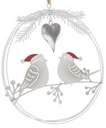 Decorație metalică de Crăciun pentru agățat,Păsări, 14,5 x 16 x 1 cm