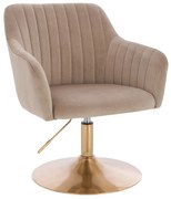 HR190N Scaun Latte Pudra din Catifea cu Bază Aurie