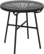 Outsunny Masă de grădină stil Boho - Masă laterală outdoor, PE-Rattan, sticlă securizată, rezistentă la intemperii, 50 cm x 50 cm x 50 cm, Schwarz | Aosom Romania