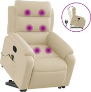 vidaXL Fotoliu masaj rabatabil cu ridicare, crem, material textil