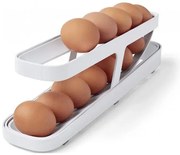 Organizator pliabil pentru ouă pentru frigider - 2 rânduri - alb