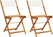 vidaXL Scaune de bistro 2 buc., textil alb crem și lemn masiv acacia