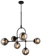 Endon 106661 - Lustră cu tijă ONTARIO, 6xE14/7W/230V, negru/negru fumuriu