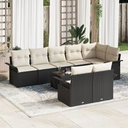vidaXL Set de canapele pentru grădină cu pernă 9 pcs Negru Rattan poli