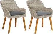 vidaXL Scaun pentru Grădină 2 pcs Gri deschis 62.5 x 55 x 82 cm