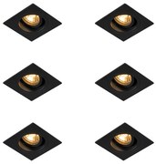 Set de 6 spoturi încastrate moderne negre 9,3 cm rotative și înclinabile - Chuck