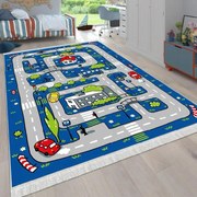 Covor copii antiderapant, 120x180 cm, City Traffic Blue
