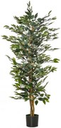 HOMCOM Plantă Ficus Falsă, Plantă Înaltă de 150cm, Plantă Artificială Decorativă pentru Interior și Exterior, Ø17x14.5 cm, Verde | Aosom Romania