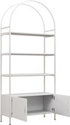 HOMCOM Etajeră de depozitare, bibliotecă arcuită cu 4 niveluri și dulap cu uși duble, 80 x 30 x 187 cm, alb | Aosom Romania