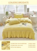 Lenjerie Brodata Pentru Pat Dublu 4 Piese - Galben