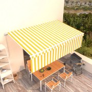 vidaXL Copertină retractabilă manual cu stor, galben&amp;alb, 5x3 m