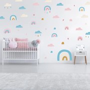 Autocolante de perete - Curcubee și norii roz