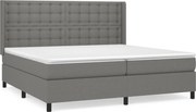 vidaXL Pat box spring cu saltea, gri închis, 200x200 cm, textil