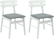 vidaXL Scaun de sufragerie 2 pcs Alb și gri Lemn Solid de Cauciuc