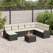 vidaXL Set de canapele pentru grădină cu pernă 9 pcs Negru Rattan poli