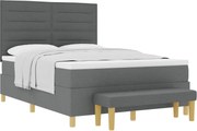 vidaXL Pat cu arcuri cu saltea Gri închis 140 x 190 cm țesătură