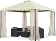 Pavilion de grădină bej cu plasă de țânțari Madrid 3 x 3 m Garden Point