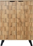 Dulap modern pentru pantofi cu 5 compartimente, model geometric cu aspect de lemn, pentru hol și zona de intrare, 80,5x35x109,5 cm, Culoare naturală