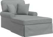 vidaXL Chaise Lounge cu fustă cu pernă 3 pcs Gri deschis țesătură