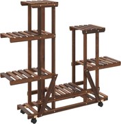 vidaXL Suport pentru flori cu roți, 95x25x101 cm, lemn masiv de brad