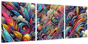 Tablou - Graffiti multicolor (cu ceas) (90x30 cm)
