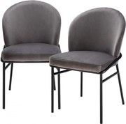Set de 2 scaune design modern Willis, catifea Savona gri 113773 HZ