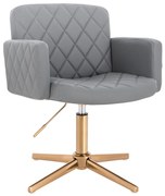 HR802CROSS Scaun Gri din Piele Ecologica cu Bază Aurie