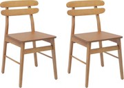vidaXL Scaun de sufragerie 2 pcs natural Lemn Solid de Cauciuc
