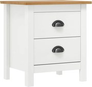 vidaXL Noptieră Hill, alb, 46x35x49,5 cm, lemn masiv de pin