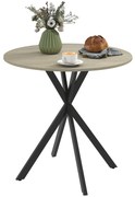 HOMCOM Masă de dining rotundă pentru 2 persoane cu blat aspect lemn și picioare încrucișate din oțel, alb stejar | Aosom Romania