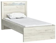 Pat de o persoană 90 cm Indie 20 (cu iluminat LED) (cu somieră) (craft alb). 1057810