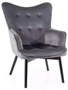 Fotoliu Carmen velvet gri Blu14/negru mat