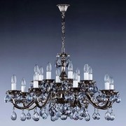 Candelabru cristal Bohemia 16 brate, diam.81cm VIKTORIE XVI. nickel antique 8006 CE