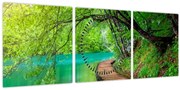 Tablou - Lacurile Plitvice (cu ceas) (90x30 cm)