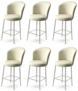 Set de scaune de bar Alte Cream and Chrome, 6 buc., 6 buc.