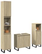 vidaXL Set mobilier de baie, 3 piese, stejar sonoma, lemn prelucrat