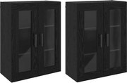 vidaXL Mobilier cu Montaj pe Perete 2 pcs Stejar negru