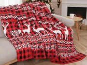 Patura de Craciun din microplus NORDIC DEERS, rosie Dimensiune: 200 x 220 cm