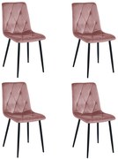 Set 4 Scaune Bucatarie/Dining Fido Roz Catifea