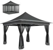 Outsunny Cort Pliabil cu Înălțime Reglabil, Plasă de Țânțari și Geantă de Transport, 357x357x310 cm, Gri Închis | Aosom Romania