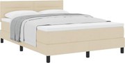 vidaXL Pat cu arcuri cu saltea cu headboard Crem 140 x 190 cm țesătură