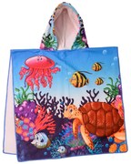 Poncho pentru copii TURTLE AND FISH albastru 60 x 90 cm Dimensiune: 60 x 90 cm